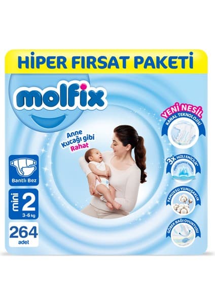 Molfix Kanal Teknolojisi Hiper Fırsat Paketi 2 Beden Mini 264