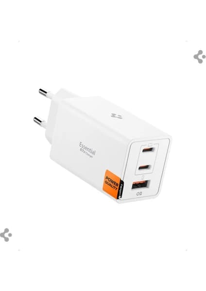 Spigen 67W USB-C + USB-A 3 Port Hızlı Şarj Aleti PPS 2.0 Desteği Isı Düşüren GaN Pro Destekli Akım Korumalı Güç Adaptörü iPhone & Android & iPad & MacBook Type-C White - ACH08710