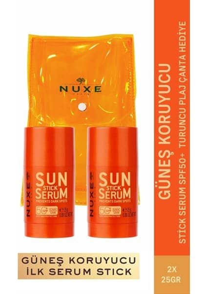 Nuxe Güneş Koruyucu Stick Serum SPF50+ 25 gr 2 Adet - Plaj Çantası