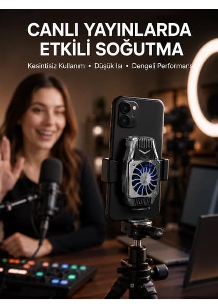 Teknoparkx Telefon Soğutucu Fan Güçlü Hava Akışı ile Etkili