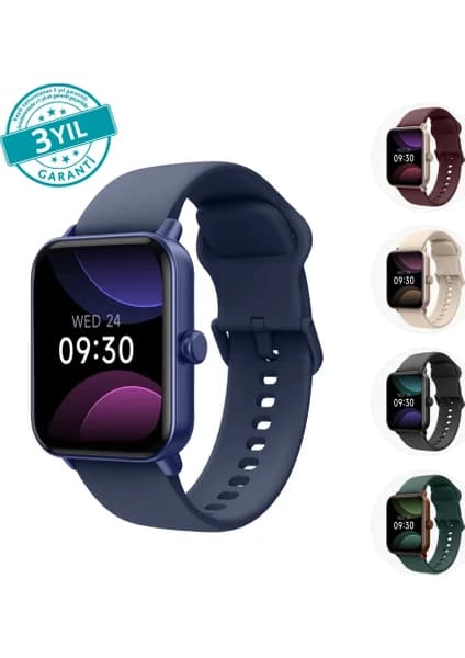 ttec Tempus 44 mm,  Dikdörtgen Kasa, İOS ve Android Uyumlu, 22mm Değiştirilebilir Kordonlu, Akıllı Saat Atlantik Mavi 2S13WV3