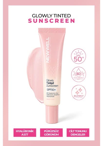 New Well Glowly Tinted Mineral Sunscreen SPF50+ | Renkli