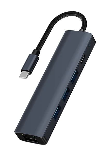 Wisipi Ally BYL-2302 5 In 1 Type-C To USB + Type-C + Ethernet Dönüştürücü Çoğaltıc -