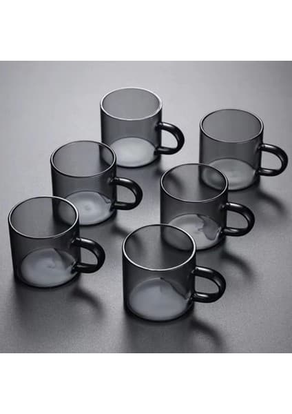 Renovon 6 Adet 113ML Füme Renk Fincan Espresso Fincanı Isıya Dayanıklı Çay Seti Çay