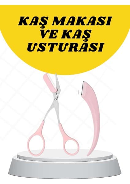 SBN - Store Kavisli Kaş Düzeltici Seti Kaş Makası ve Kaş Usturası Paslanmaz Çelik Bıçaklı -