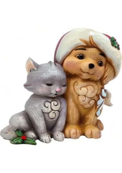 Jim Shore Heartwood Creek Noel Baba Şapkalı Kedi Yavrusu Figürü, 11.1 Cm, Çok
