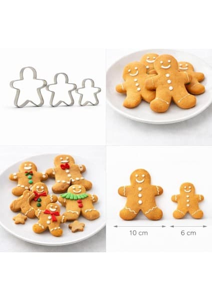 Deinhaus 3'lü Adam Kurabiye Kalıbı Seti – Paslanmaz Çelik Gingerbread Figür Hamur