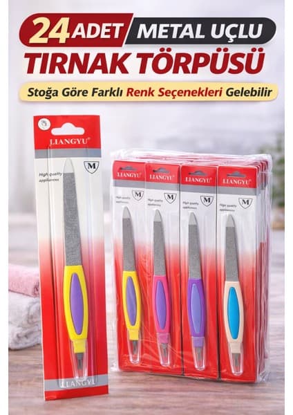 Bezos 24 Adet Metal Uçlu Tırnak Törpüsü Blister Ambalajlı Profesyonel Manikür Törpüsü