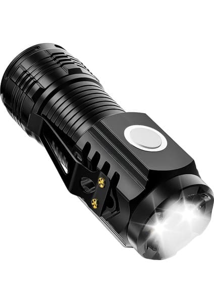 Taktik El 500 Lümen Zoomlu LED Yan Cob Işık 500 Mah USB Şarjlı 3 Modlu Gövde Kompakt