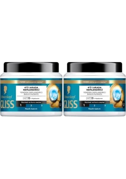 Gliss 400 ml X2 Nemlendirici Saç Maskesi / 4 Etkili Yapılandırıcı Formül / Onarıcı Yoğun