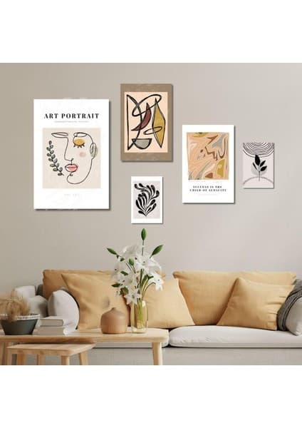 5 Parçalı Kanvas Dekoratif Duvar Tablosu Matisse Bohem Tasarım, 30 x