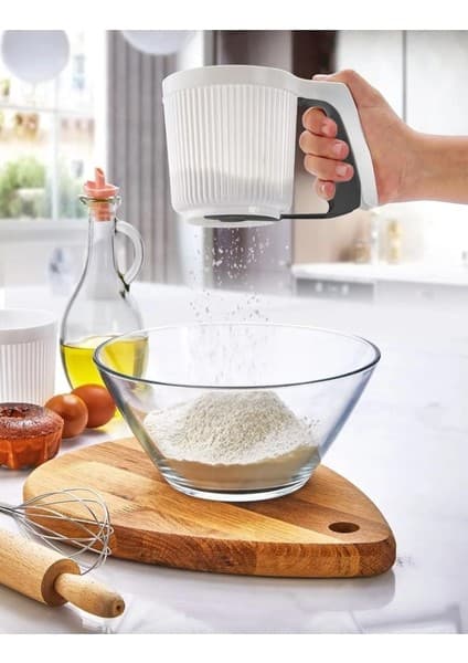 Yeni Nesil Pratik Mandallı Plastik Çok Amaçlı Un ve Pudra Şekeri Eleği Pratik Un