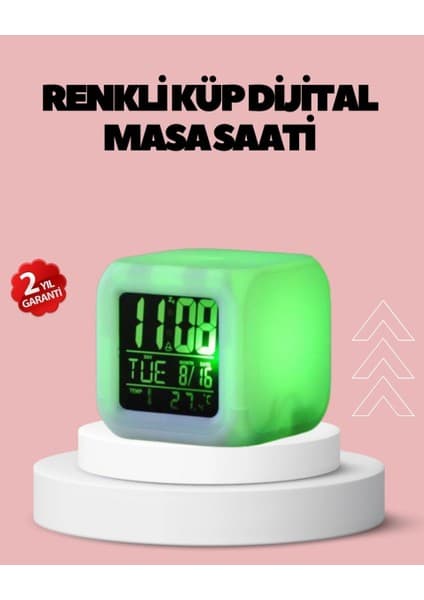 Epilons Kronometre Ve Takvim Destekli Renk Değiştiren Led Dijital Küp
