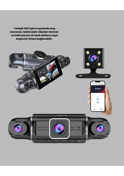 Epilons Gps Li 4 Kameralı Araç Iç Dış Kayıt Sistemi 1080P Wifi