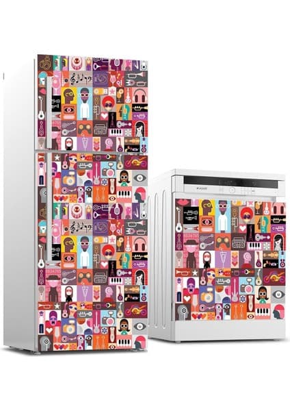ve Bulaşık Makinası Beyaz Eşya Kaplama Pop Art Music