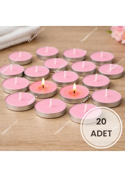 Tealight Mum - Kırmızı Küçük Yuvarlak Sevgililer Günü Yer ve Masa Mumu 20 Adet