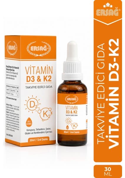 Ersağ Vitamin D3-K2 Takviye Edici Gıda 30