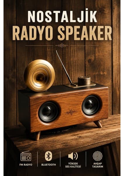 Magne Nostaljik Görünümlü Bluetooth Bağlantılı Speaker -