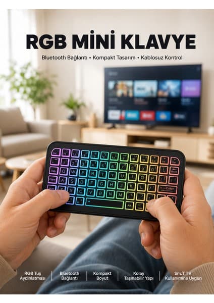 Toyigoo Kompakt Siyah Rgb Işıklı Bluetooth Mini Klavye -