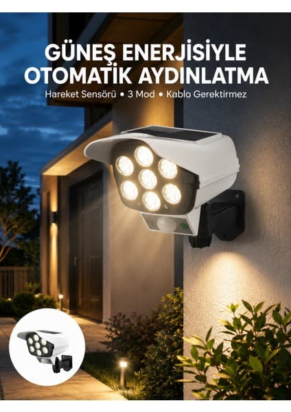 İlk El Grup Uzaktan Kumandalı Güneş Enerjili LED Güvenlik Lambası Kamera Tipi Hareket Sensörlü Yeni