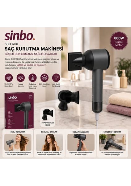 Ttt Sinbo Saç Kurutma Makinesi - Gri Renk - Sessiz Çalışma