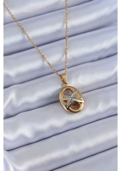 Aydogan's Ayd 316L Çelik Gold Renk Zirkon Taşlı Kadın
