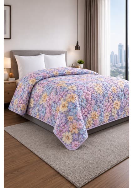 Bella Home Yatak Örtüsü | Çok Amaçlı | 100% Polyester | Hassas Tuşeli | Basklı | Lüx - Premium |