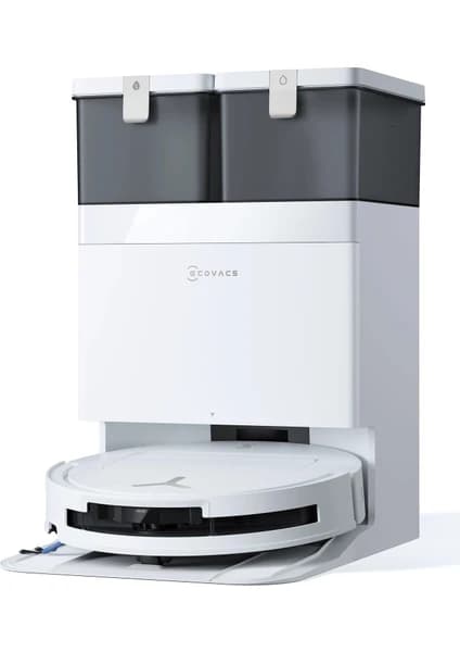 Ecovacs T50S Omni Akıllı Robot Süpürge ve Çöp İstasyonu, 25.000Pa Emiş Gücü, 81mm Ultra İnce Tasarım, 75°C Sıcak Su ile Mop Yıkama, ZeroTangle 2.0, AIVI 3D 3.0, YIKO-GPT Akıllı Temizlik, Beyaz