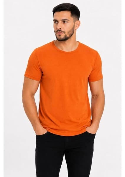 Tarz Yeri Erkek Basic Tişört Bisiklet Yaka Kısa Kol Günlük Yazlık Slim fit T-Shirt -