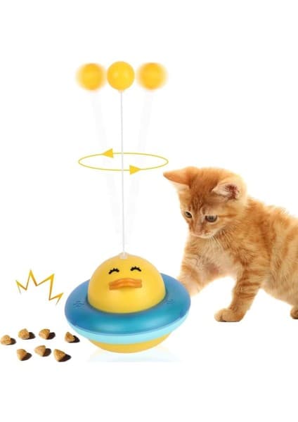OEM 360 Derece Dönen Ördek Şekilli Interaktif Kedi Oyuncağı Atıştırmalık Dispenseri Kedi Eğitici