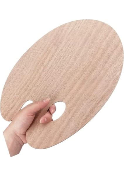Ahşap Oval Palet Naturel 30X40 cm 1 Adet Büyük Boy Ahşap Boya Paleti Resim Boyama Tepsisi