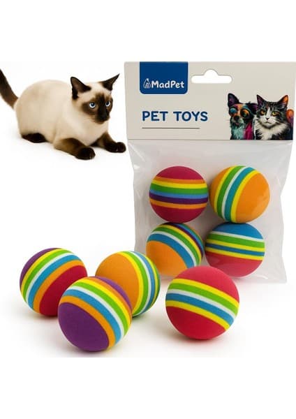 Brf Store Elivorasell Kedi Oyuncak Topu – 4’lü Sünger Top Seti – Renkli ve Hafif Köpük Toplar –