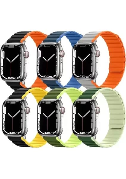 Hobibahçem Watch 42MM Mo-Wb1 Çift Renk Mıknatıslı Silikon Kordon - Koyu Yeşil-Açık