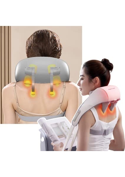 45℃ Isı ve 6 Masaj Başlıklı Mini Boyun Masaj Aleti, Boyun, Sırt, Omuz, Bacak, Karın Için