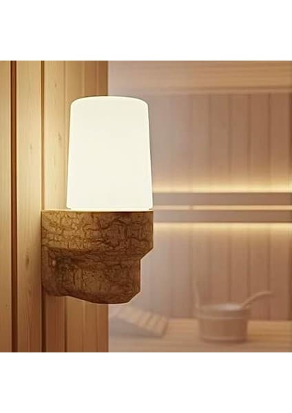 Modern Mermer Banyo ve Sauna Lambası, Beyaz Cam Difüzör, Dekoratif Duvar Aydınlatma, E14