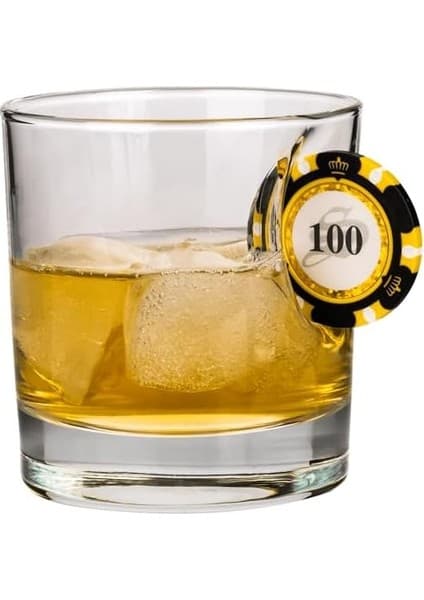 Poker Çip Tasarımlı Viski Bardağı, 300CC, Şeffaf
