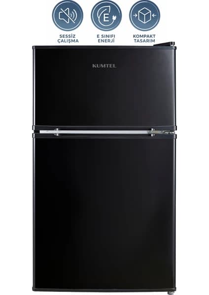 Kumtel HTMF-90EB 87 L Çift Kapılı Mini Buzdolabı - Siyah