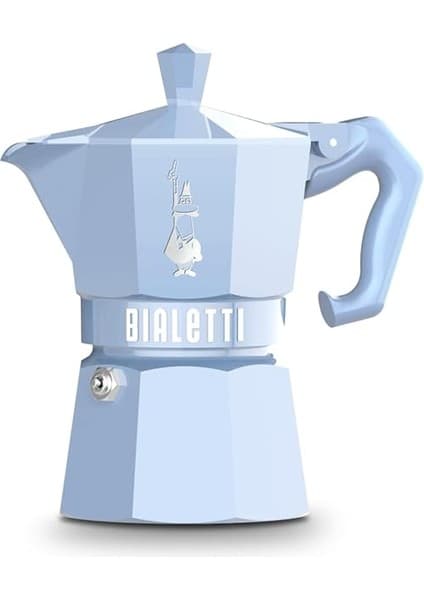 Bialetti - Exclusive: 3 Cups Ocak Üstü Espresso Pişirici - 130ML - Mavi Renk - Alüminyum Gövde -