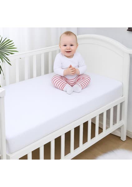 %100 Pamuk Penye, Lastikli Full Kenar Bebek Çarşafı – Oeko-Tex Sertifikalı, Yumuşak ve Nefes