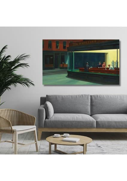 Gaagart Tekli Yatay Kanvas Tablo Edward Hopper Gece Kuşları 100 x 70
