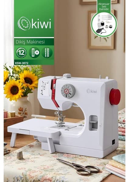 Asitan KSW-3072 Dikiş Makinesi | 12 Desen & Çift Iplik & Ayak