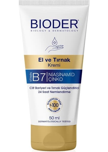 1001 El ve Tırnak Bakım Kremi 50 ml – Biotin, Niasinamid ve Çinko Içerikli Nemlendirici, Tırnak