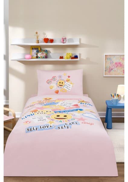 Özdilek Emoji Cute Tek Kişilik Lastikli Çarşaf Nevresim
