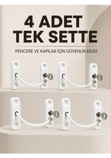 Anahtarlı Pencere Emniyet Kilidi 4 Adet Güvenlik