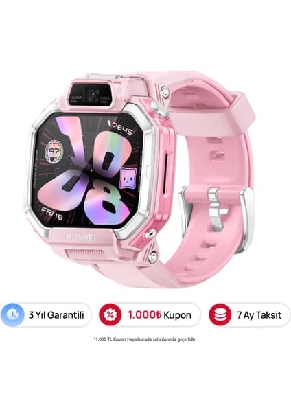 Huawei Watch Kids X1 Akıllı Çocuk Saati - Pembe, 3 yıl Garanti, 360° Dönen Çift Kamera, Hd Görüşme, Hassas Konum Takibi