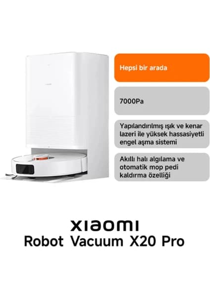 Xiaomi Robot Vacuum X20 Pro Akıllı Robot Süpürge + Mop (Türkiye Garantili)