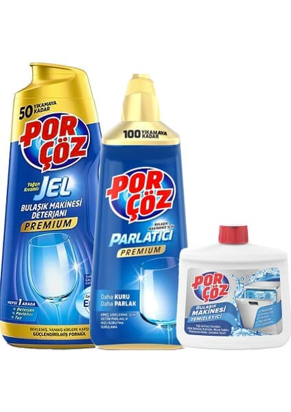Porçöz Bulaşık Makinesi Deterjanı Jel 3'lü Paket 50 Yıkama Yoğun Kıvamlı