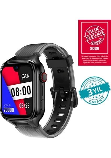 Ttec Kidi Pro AMOLED Ekranlı GPS 4G Sim Kartlı Akıllı Çocuk Saati Panter Siyahı 2KSW03
