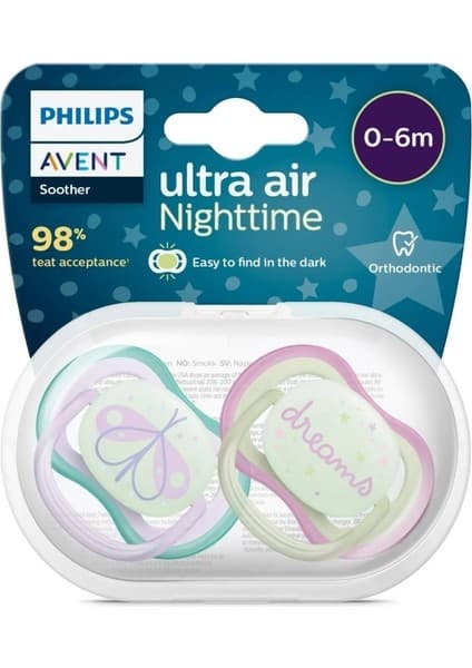 Philips Avent Ultra Air Night Karanlıkta Parlar Gece Emziği 0-6 Ay Kız