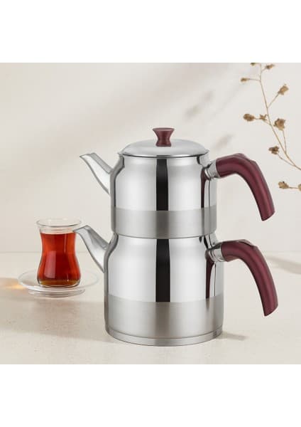 Akıllı Bayi Çelik Çaydanlık Seti Aile Boy 1.5l + 3l Kendinden